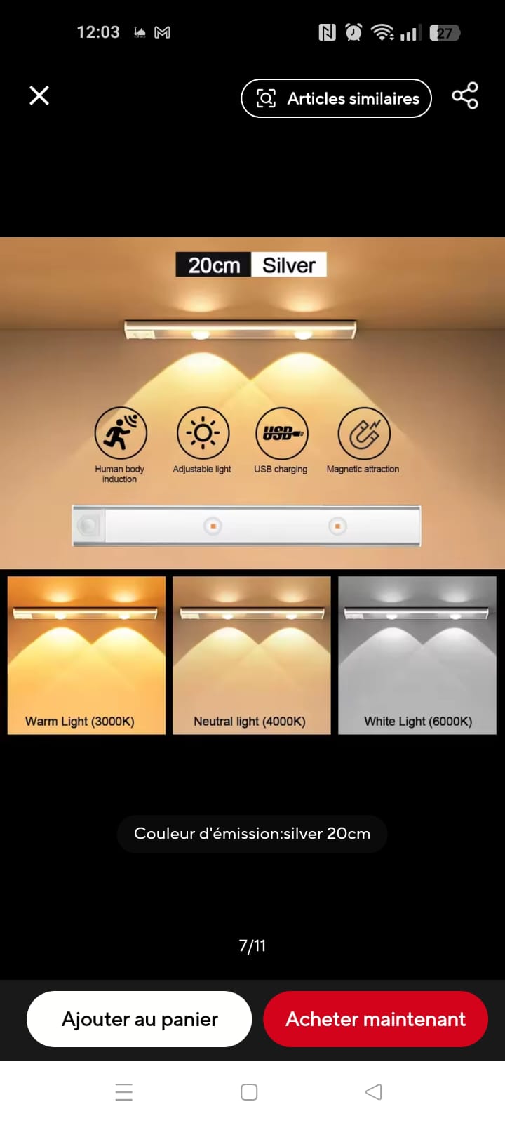 Lámpara LED con sensor de movimiento